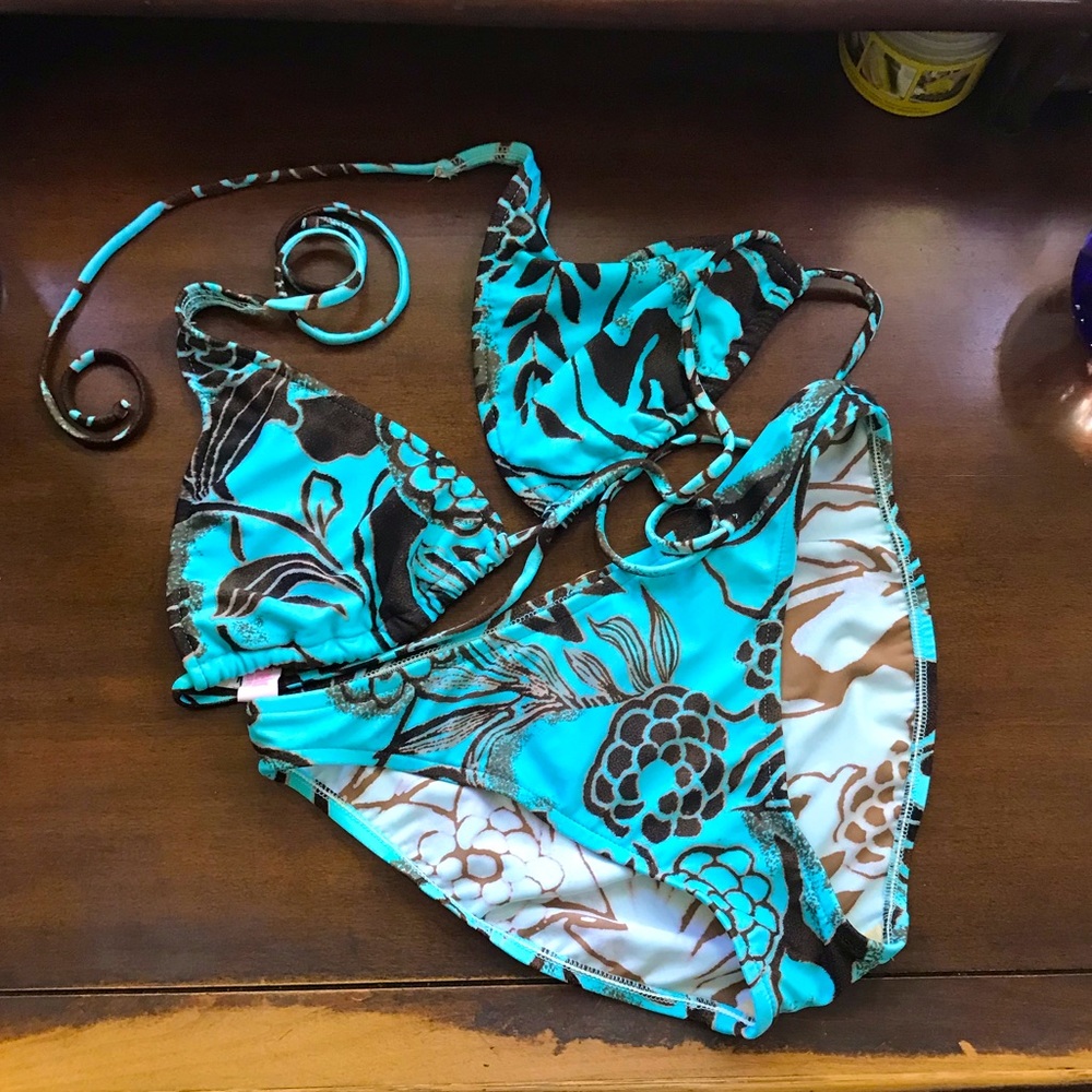 Sunset separates blue tropical two piece bikini